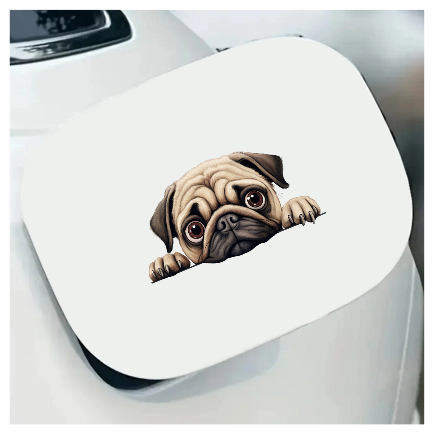 Beige Pug Dog Cartoon Face Vinyl Sticker Decal