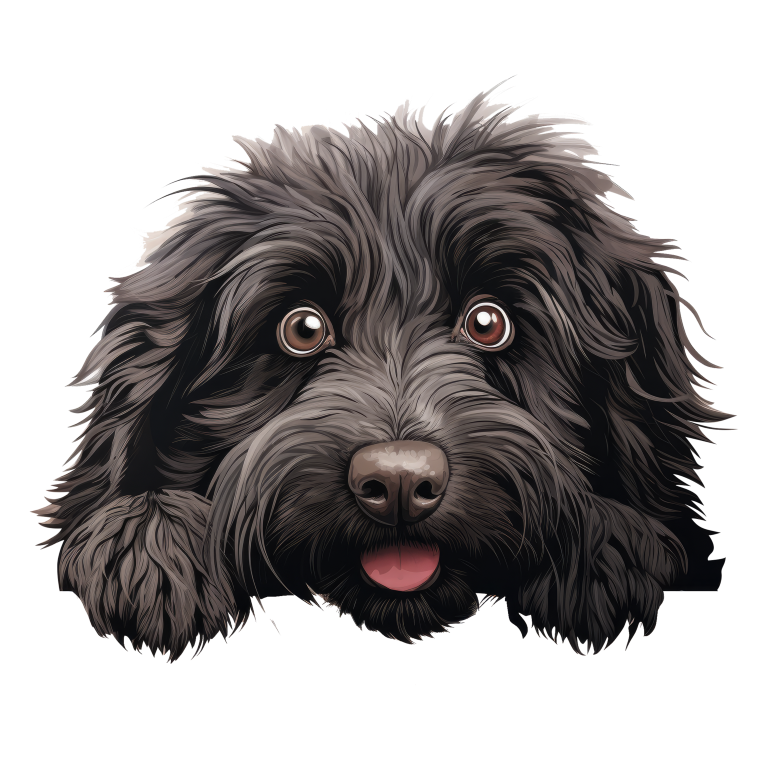 Black Dog Fluffy Puppy Face Vinyl Sticker Decal