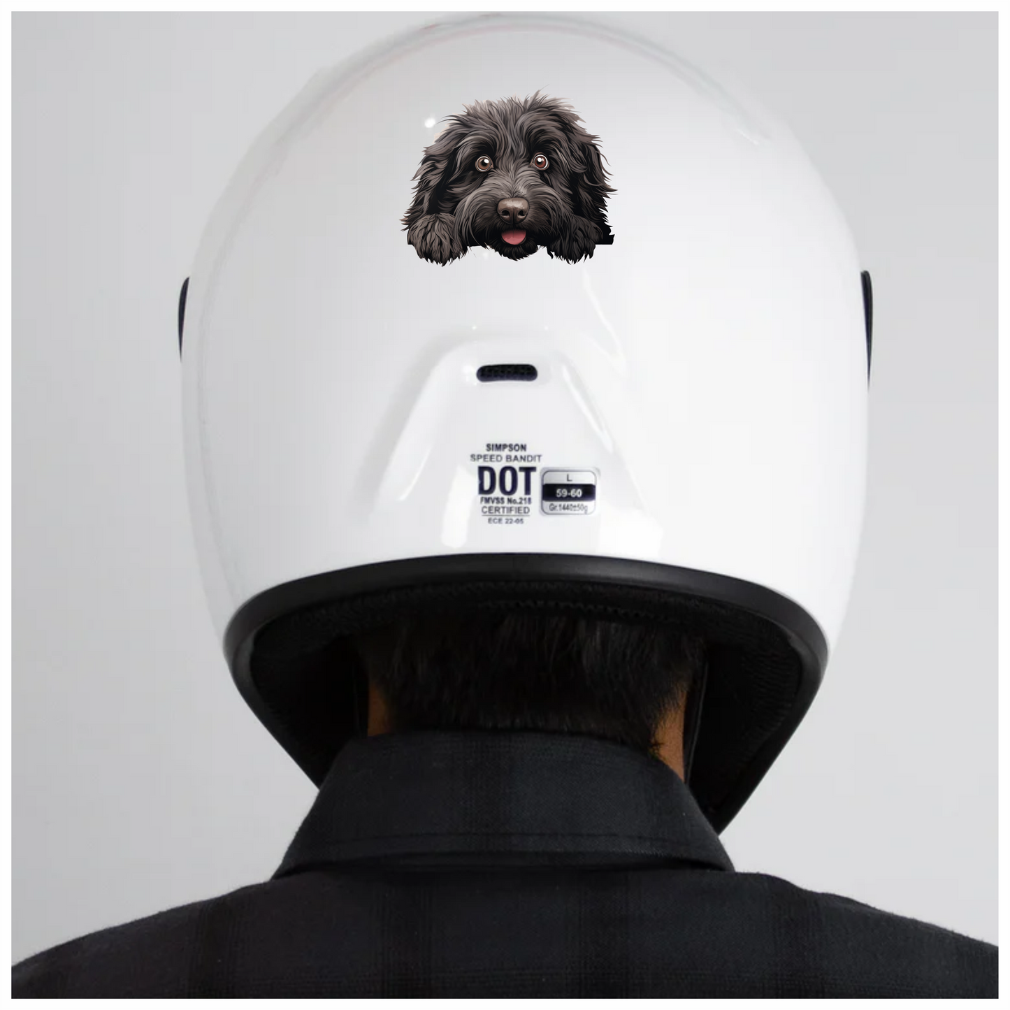 Black Dog Fluffy Puppy Face Vinyl Sticker Decal