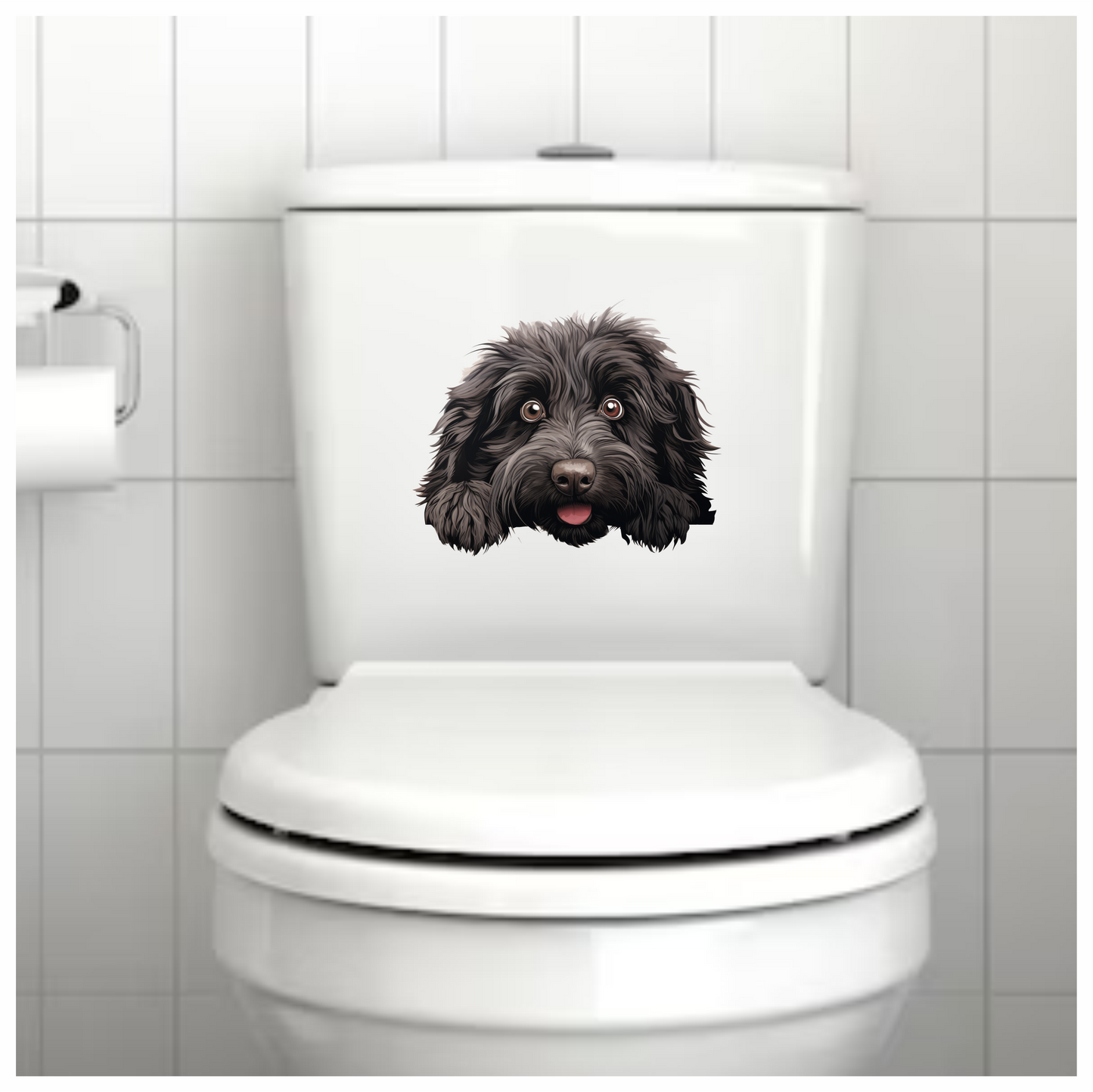 Black Dog Fluffy Puppy Face Vinyl Sticker Decal