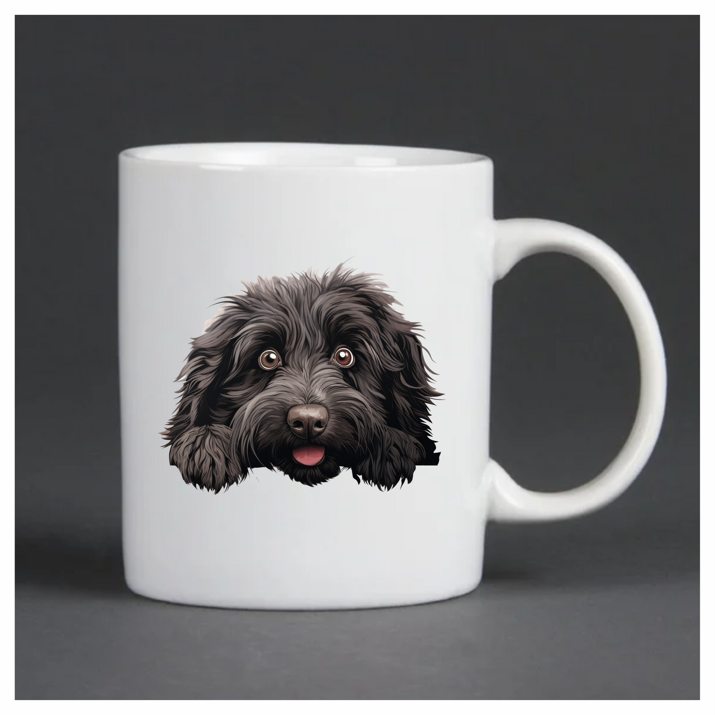 Black Dog Fluffy Puppy Face Vinyl Sticker Decal