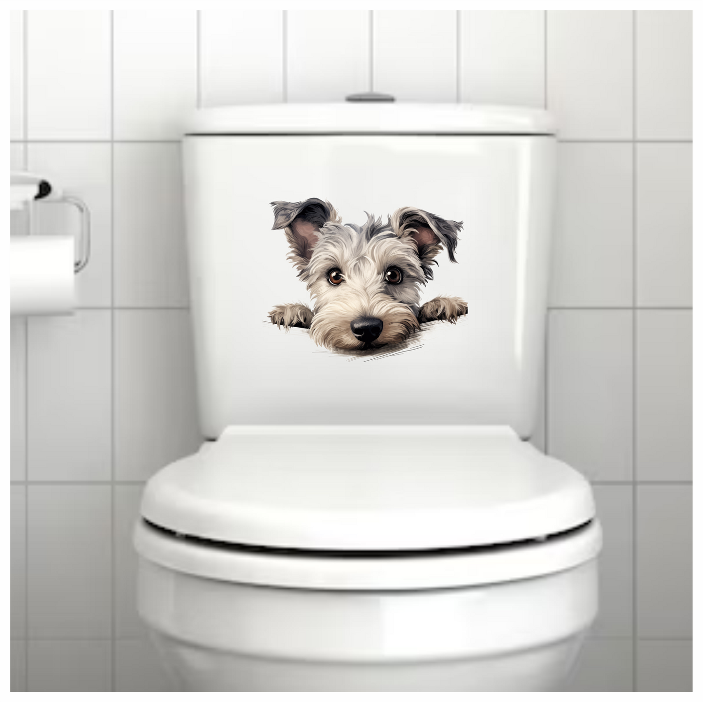 Gray Dog Terrier Face Close Vinyl Sticker Decal