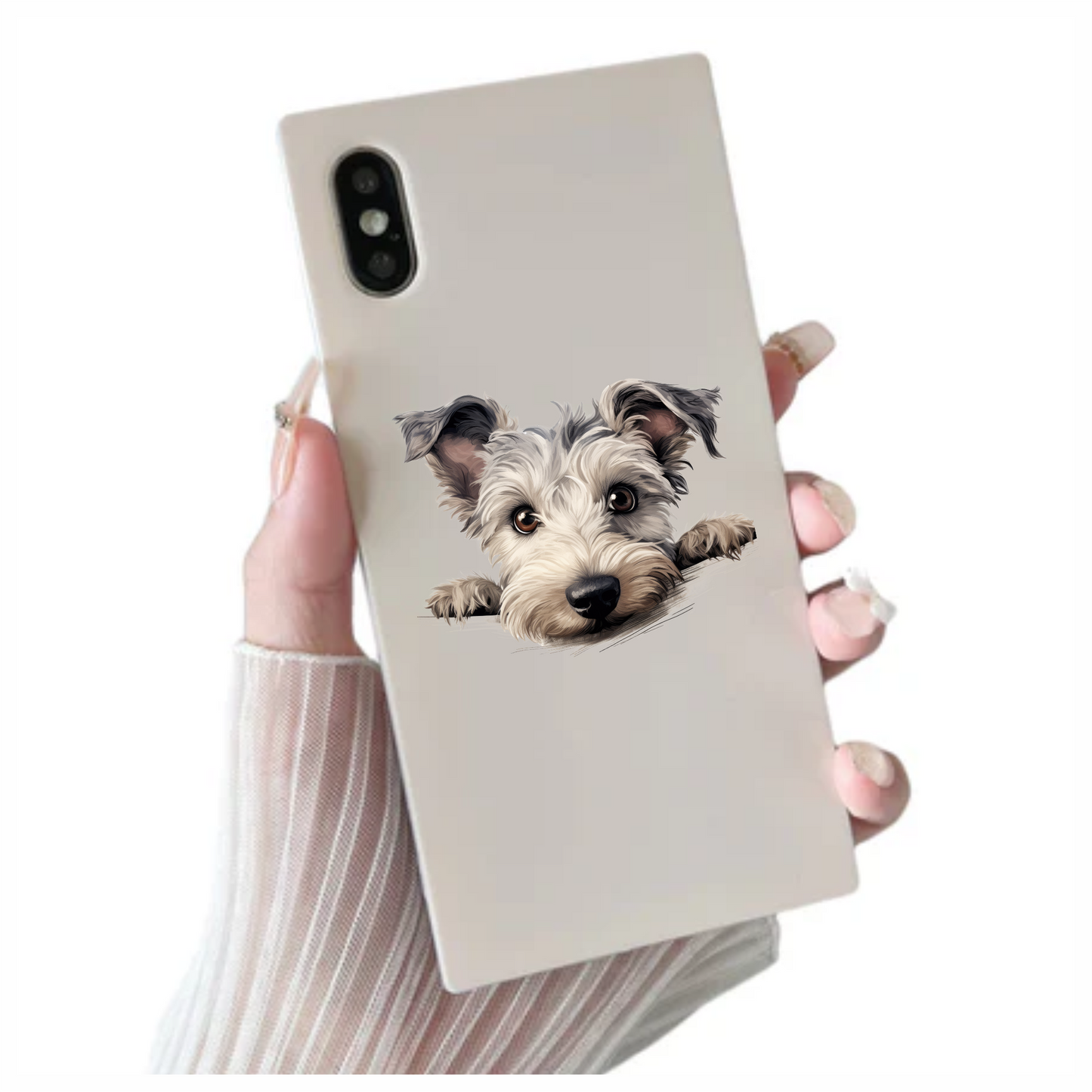 Gray Dog Terrier Face Close Vinyl Sticker Decal