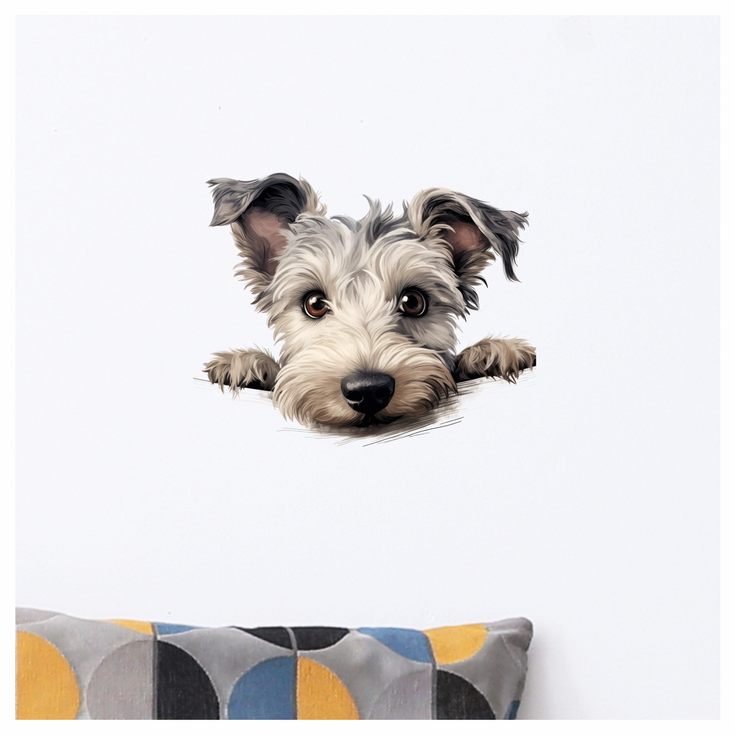 Gray Dog Terrier Face Close Vinyl Sticker Decal