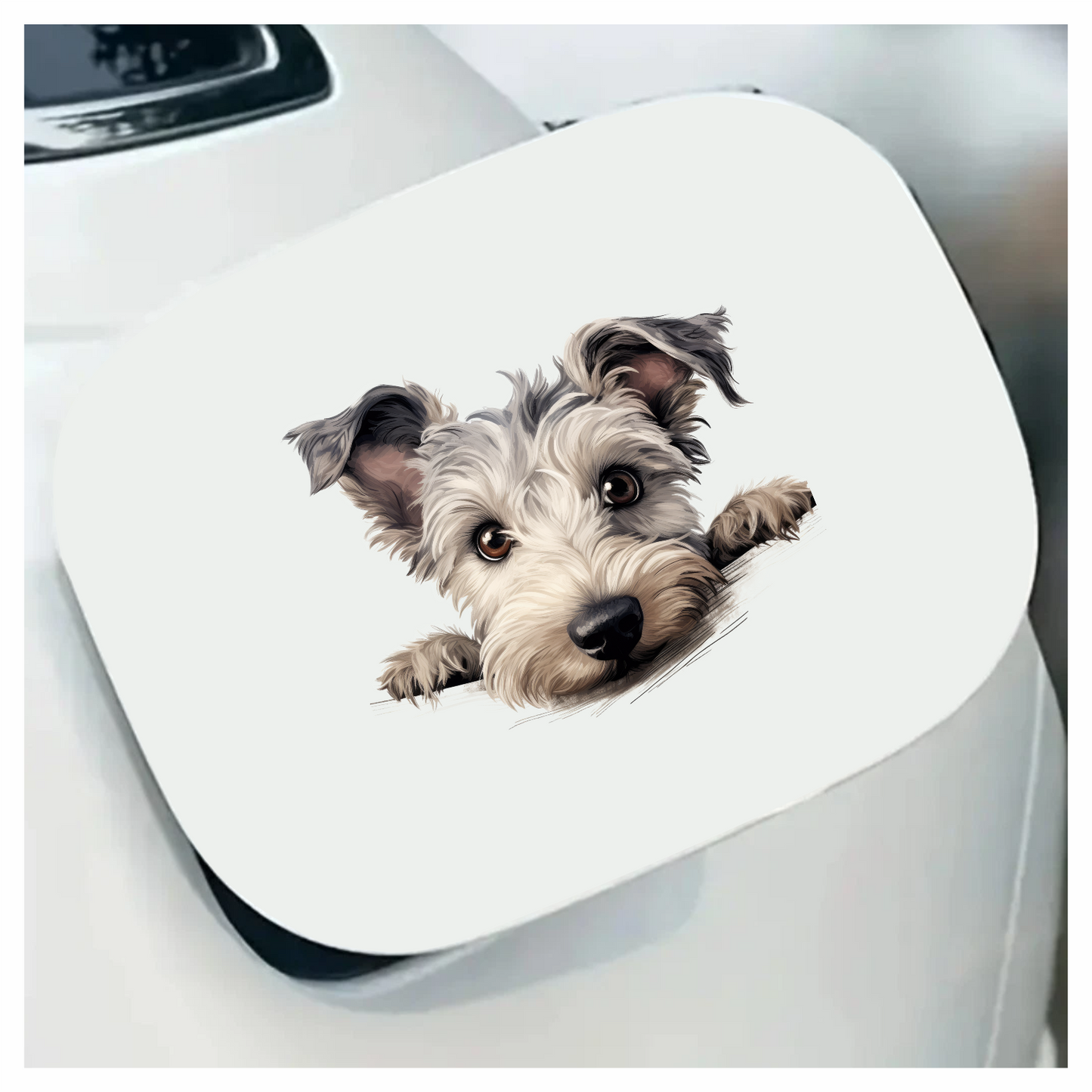Gray Dog Terrier Face Close Vinyl Sticker Decal