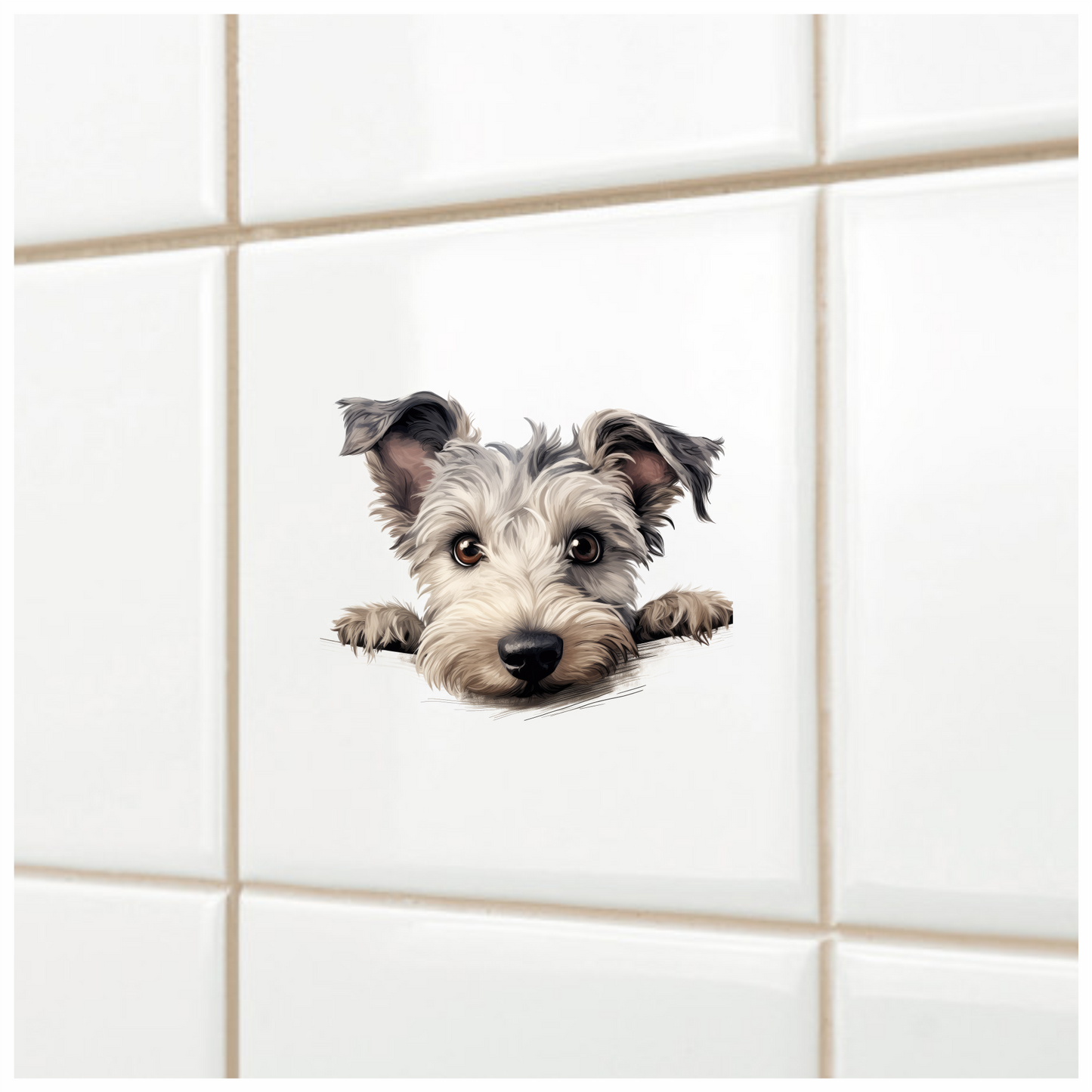 Gray Dog Terrier Face Close Vinyl Sticker Decal