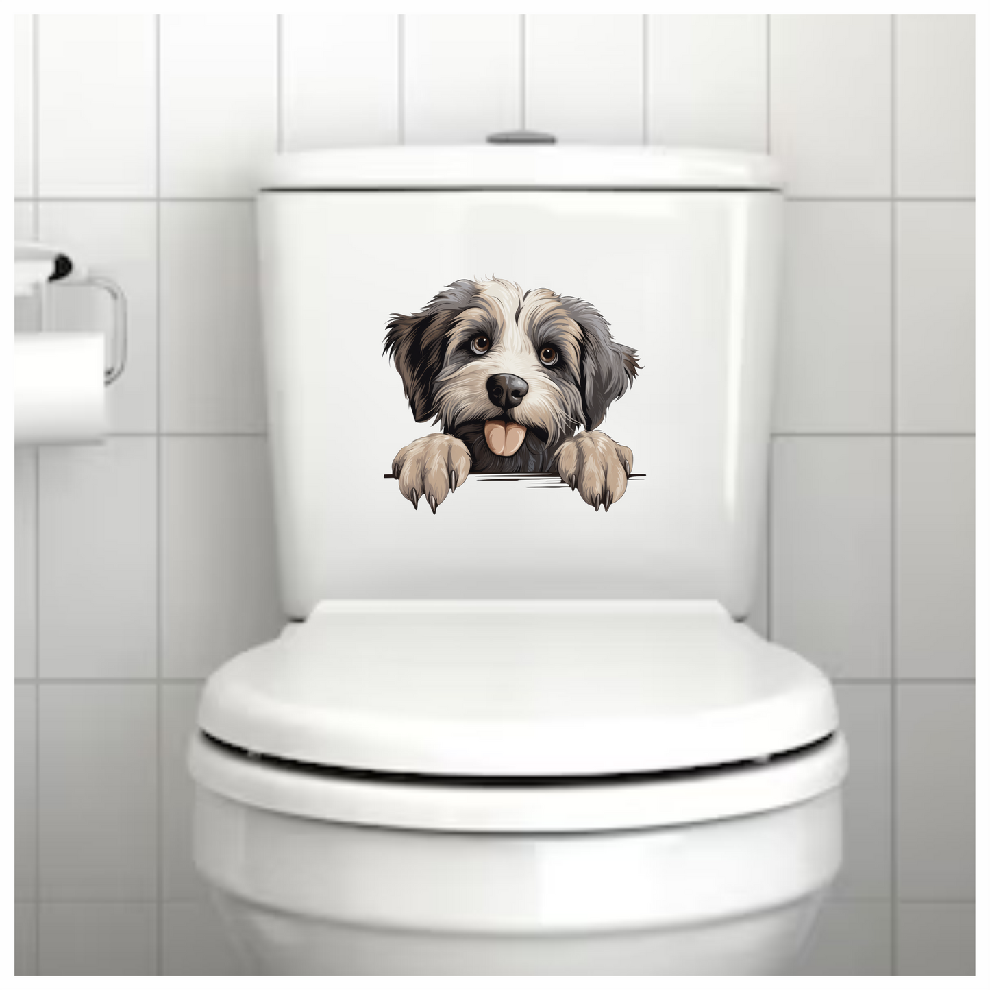 Black White Dog Terrier Tongue Vinyl Sticker Decal