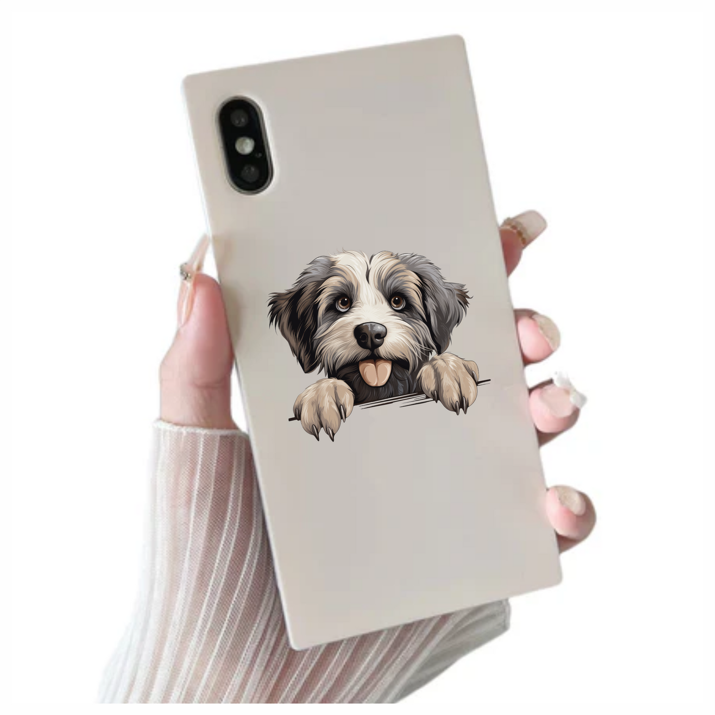 Black White Dog Terrier Tongue Vinyl Sticker Decal