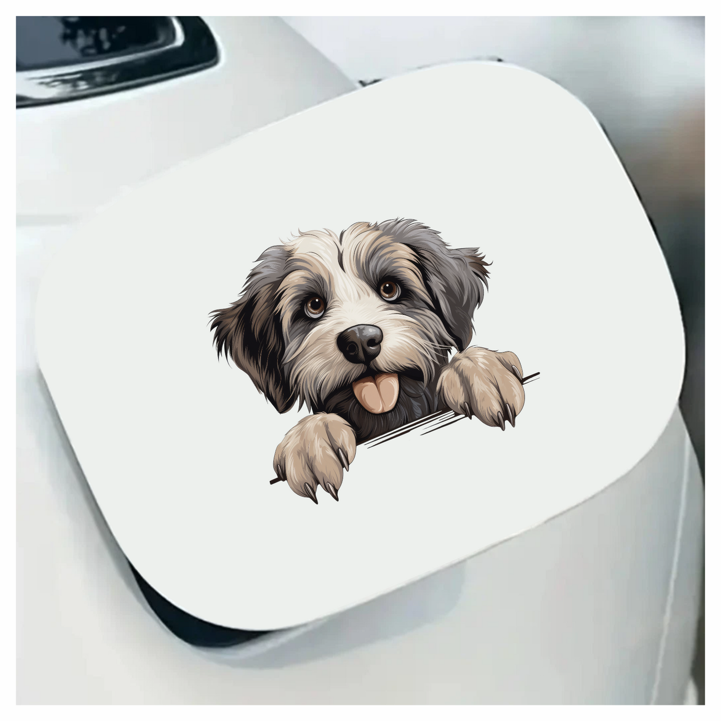 Black White Dog Terrier Tongue Vinyl Sticker Decal