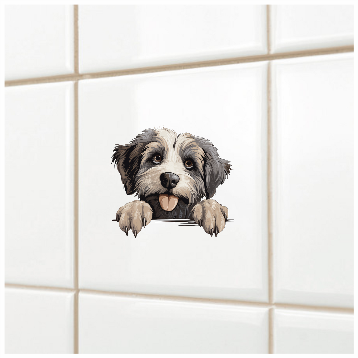 Black White Dog Terrier Tongue Vinyl Sticker Decal