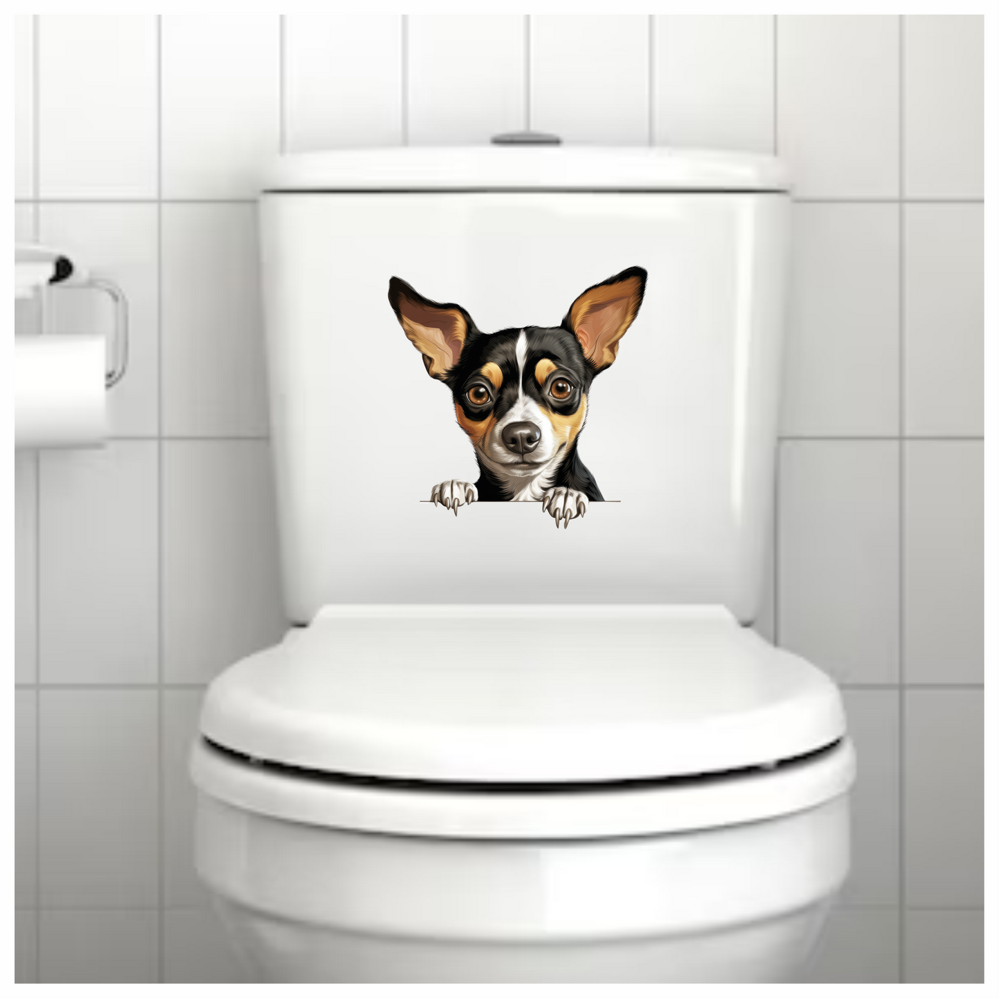 Black White Brown Chihuahua Dog Portrait Vinyl Sticker Decal