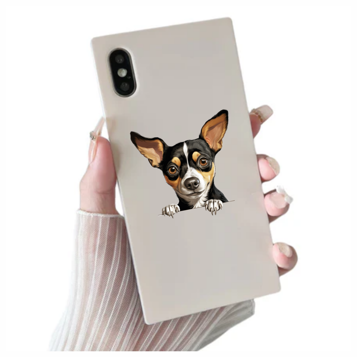 Black White Brown Chihuahua Dog Portrait Vinyl Sticker Decal