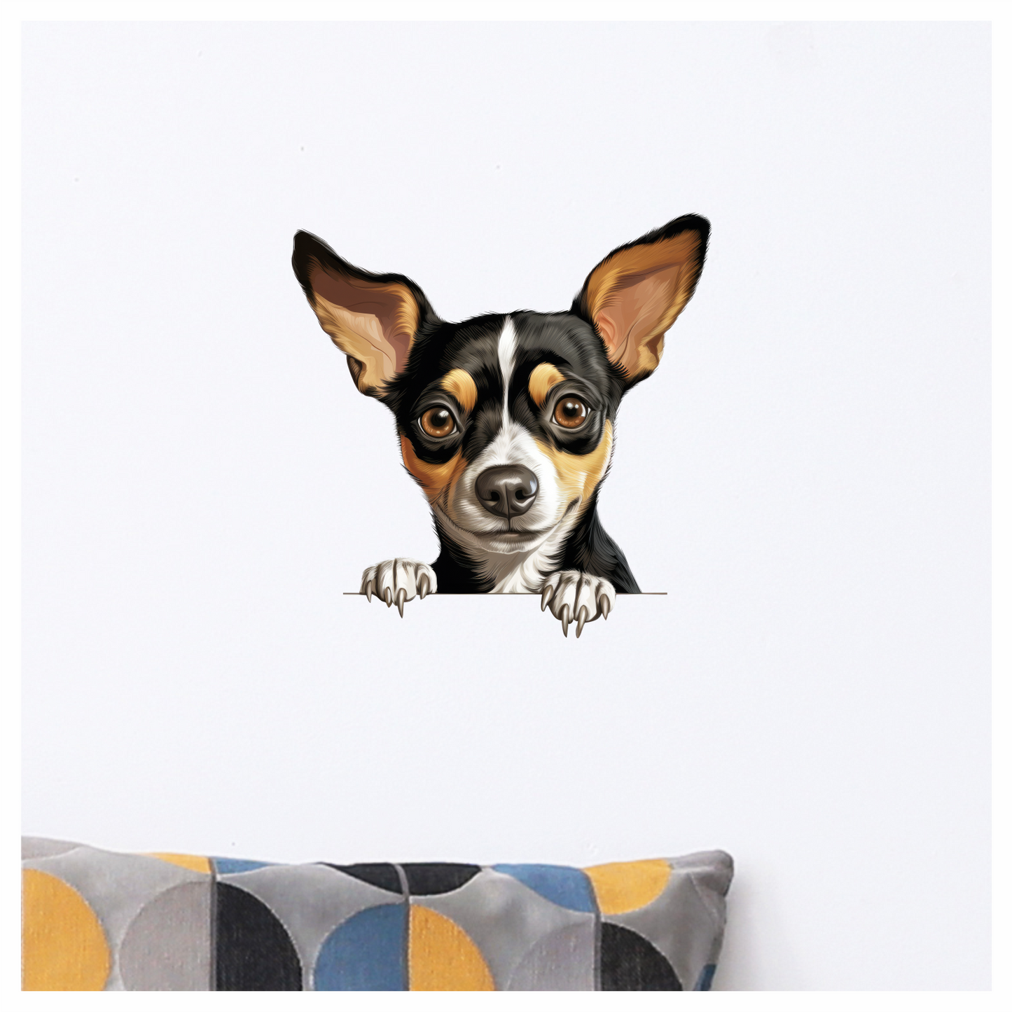 Black White Brown Chihuahua Dog Portrait Vinyl Sticker Decal