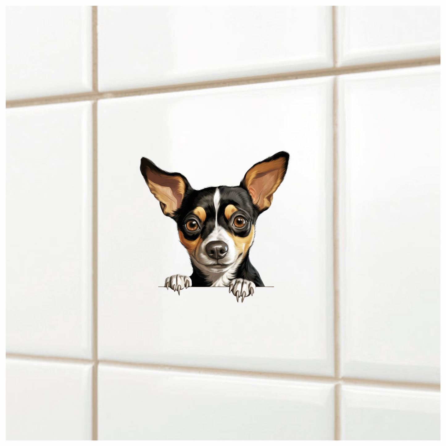 Black White Brown Chihuahua Dog Portrait Vinyl Sticker Decal
