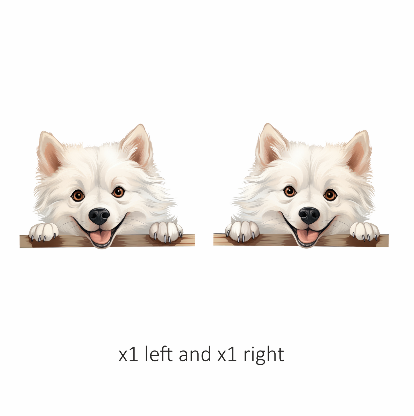 White Dog Samoyed Happy Face Vinyl Sticker Decal