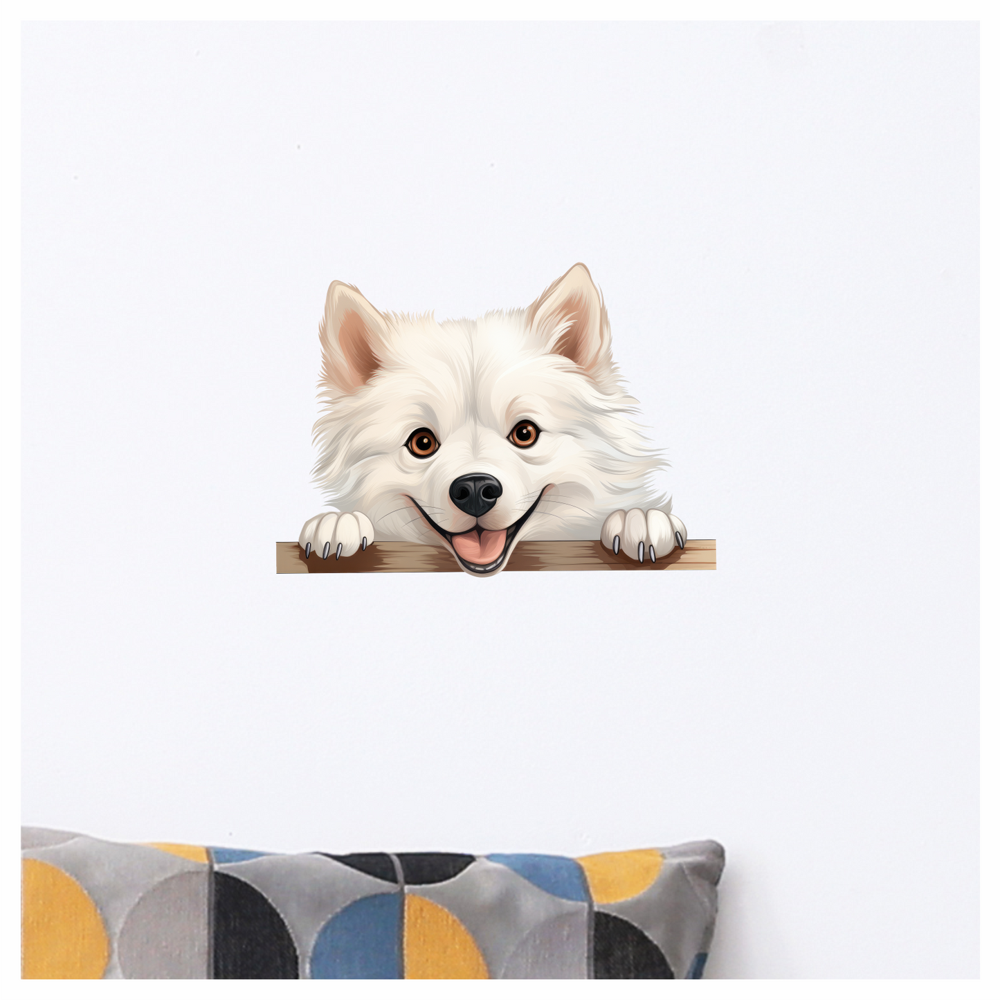 White Dog Samoyed Happy Face Vinyl Sticker Decal