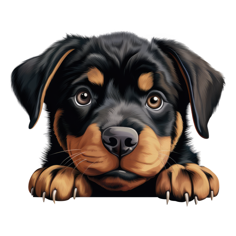Black Puppy Rottweiler Cute Paws Vinyl Sticker Decal