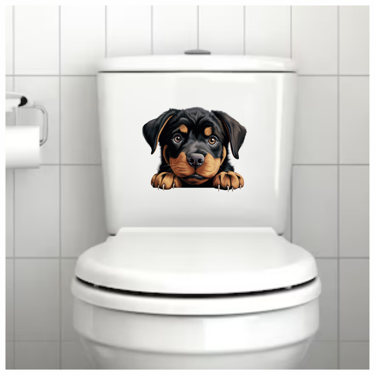 Black Puppy Rottweiler Cute Paws Vinyl Sticker Decal