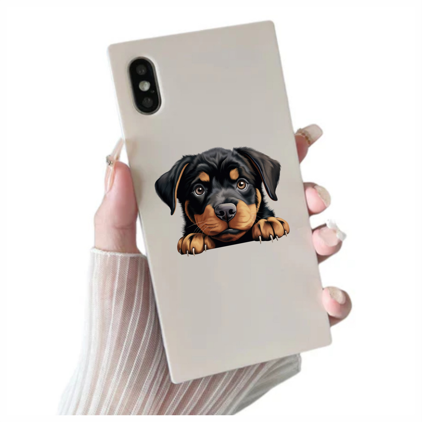 Black Puppy Rottweiler Cute Paws Vinyl Sticker Decal