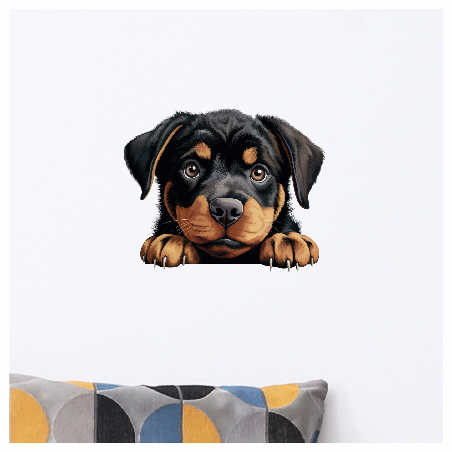 Black Puppy Rottweiler Cute Paws Vinyl Sticker Decal