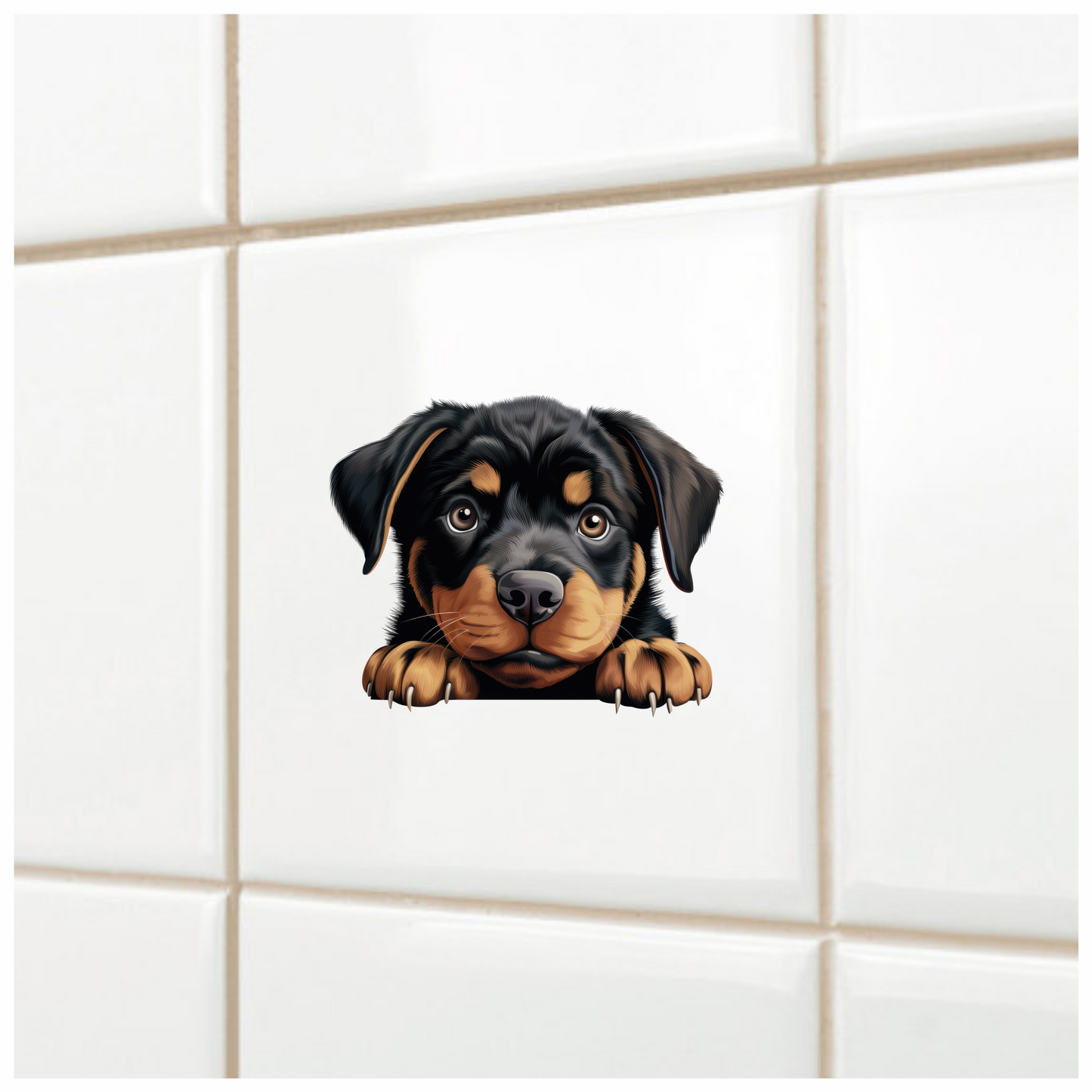 Black Puppy Rottweiler Cute Paws Vinyl Sticker Decal