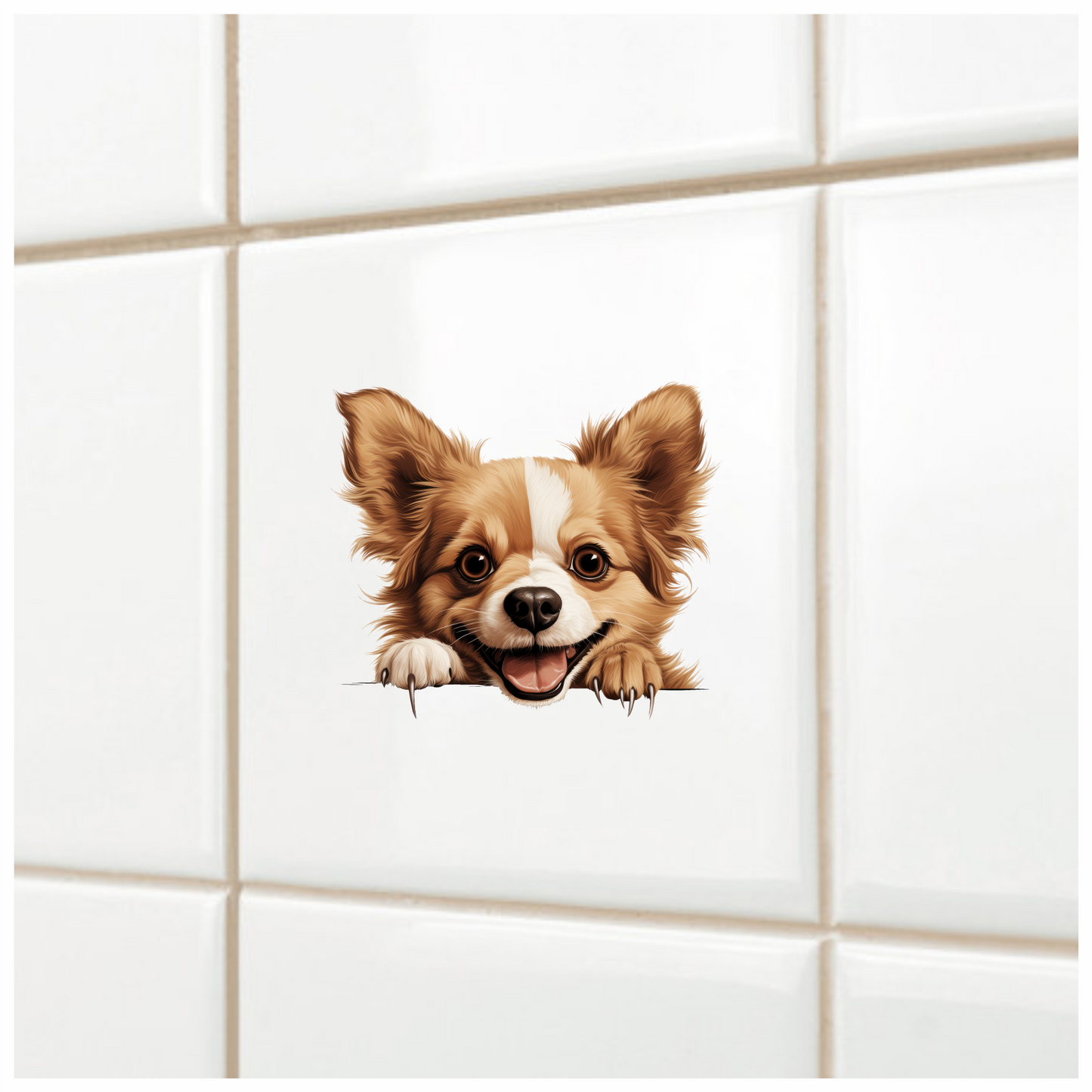 Brown Dog Chihuahua Happy Face Vinyl Sticker Decal