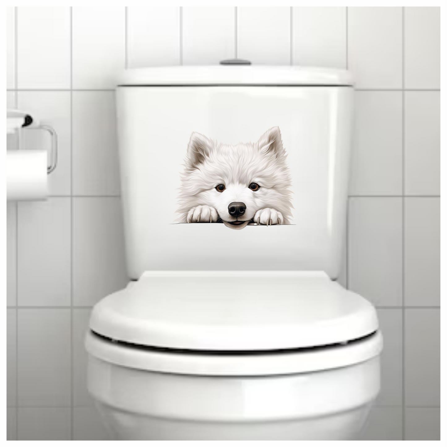 White Dog Samoyed Cute Face Vinyl Sticker Decal