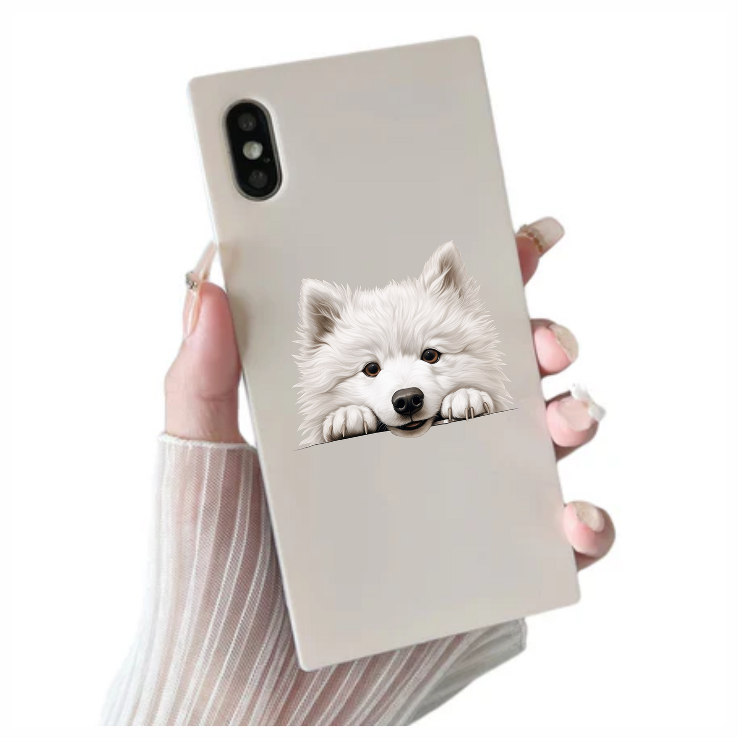 White Dog Samoyed Cute Face Vinyl Sticker Decal