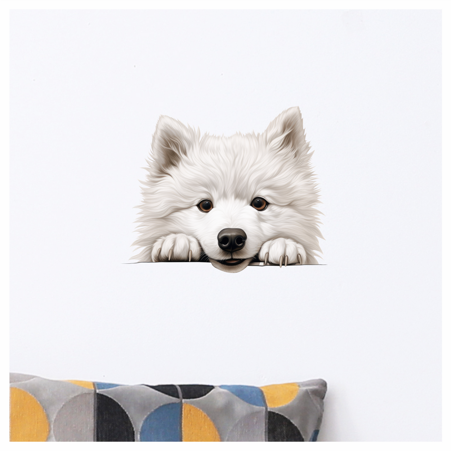 White Dog Samoyed Cute Face Vinyl Sticker Decal