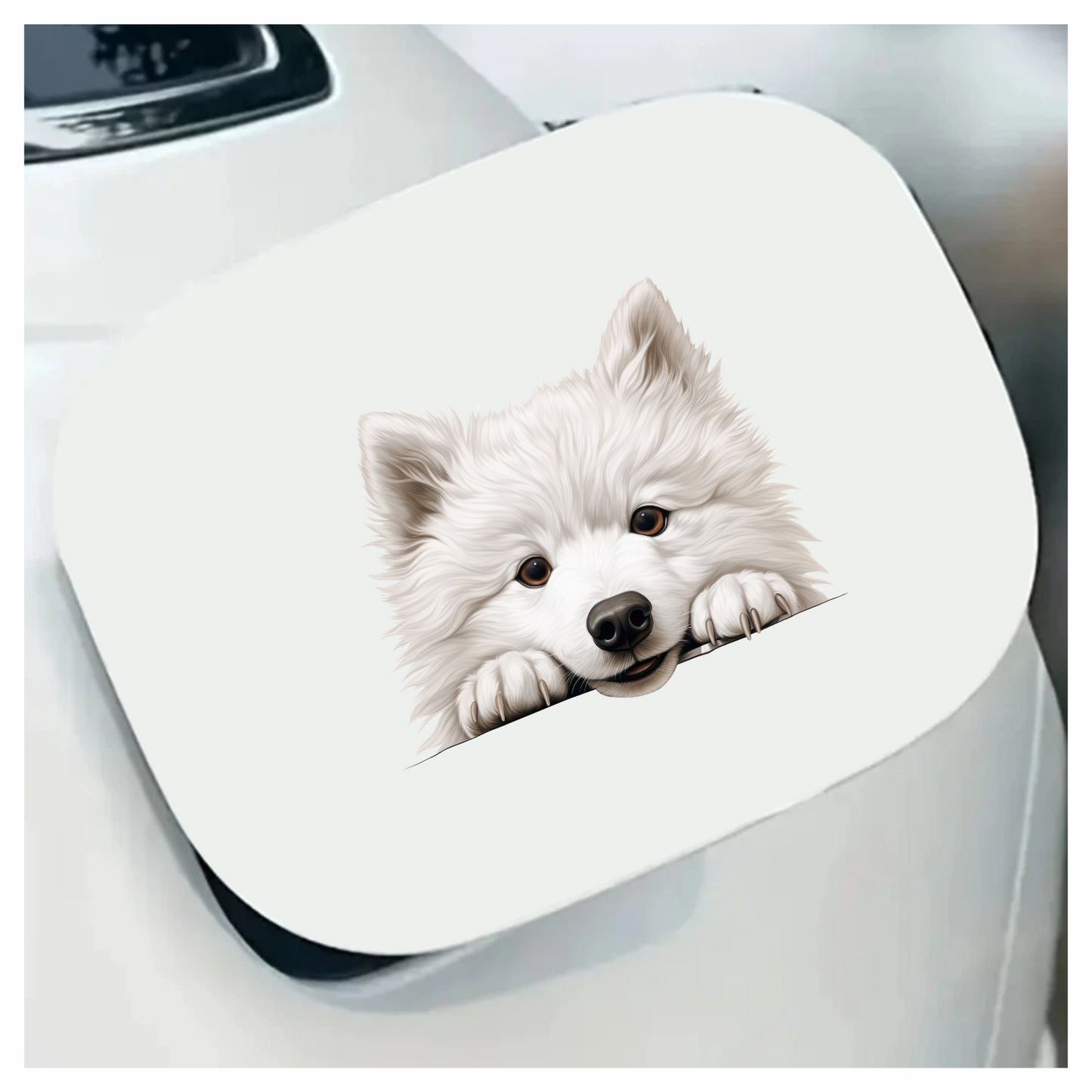 White Dog Samoyed Cute Face Vinyl Sticker Decal