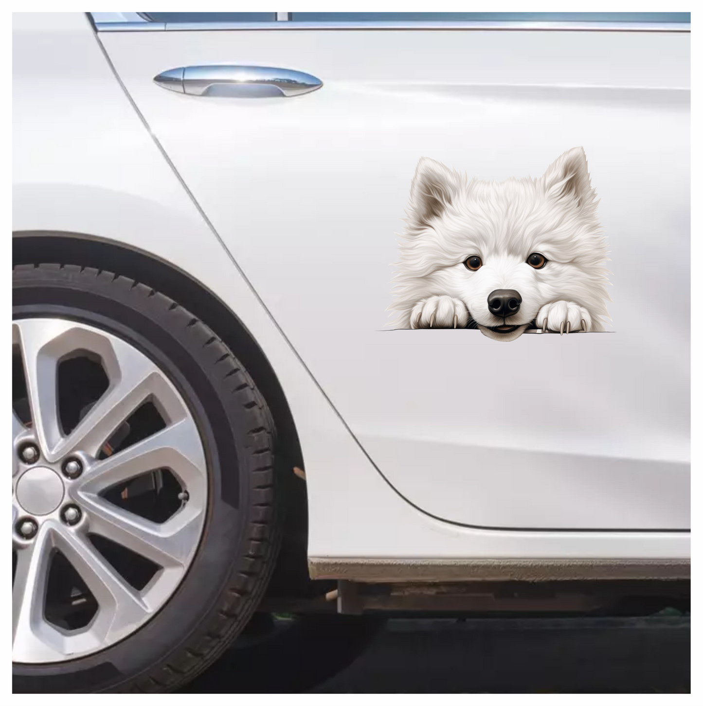 White Dog Samoyed Cute Face Vinyl Sticker Decal