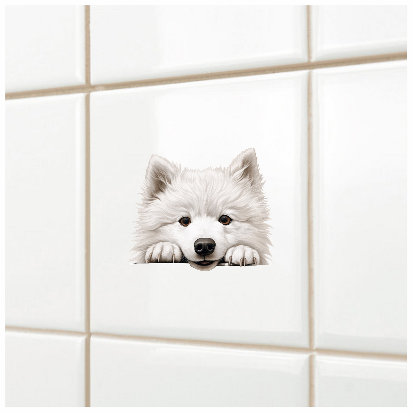 White Dog Samoyed Cute Face Vinyl Sticker Decal