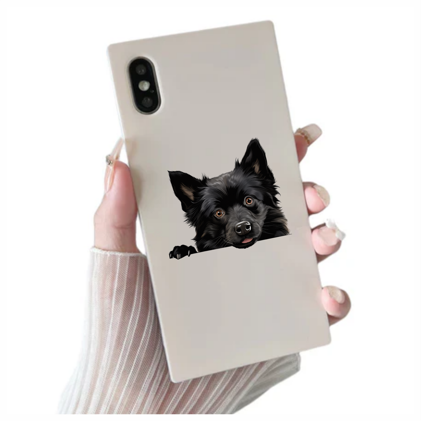 Black Dog Cute Face Cartoon Vinyl Sticker Decal