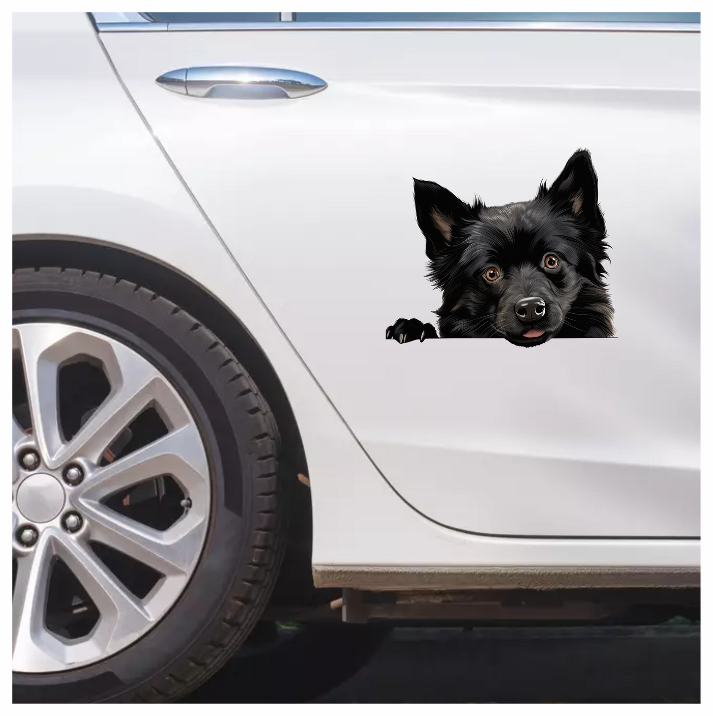 Black Dog Cute Face Cartoon Vinyl Sticker Decal