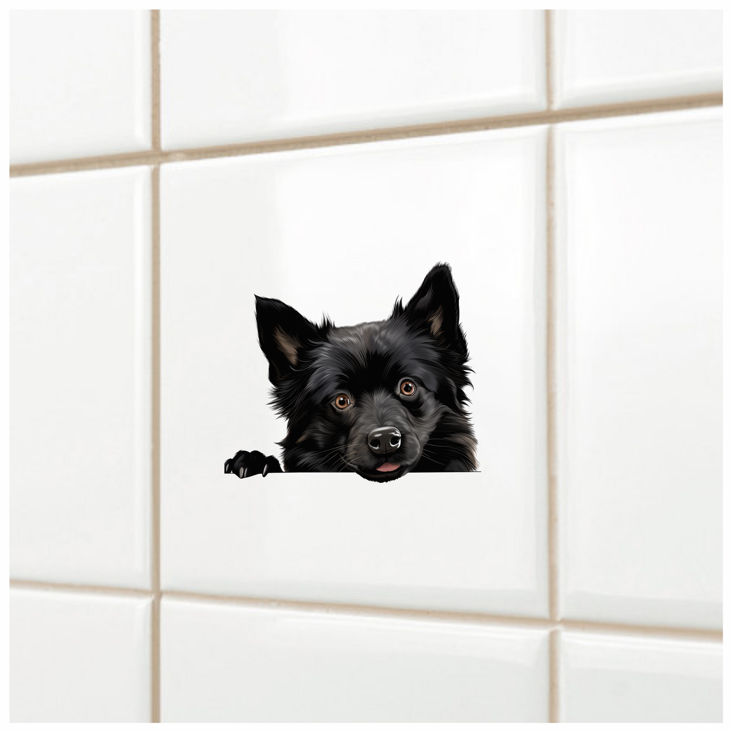 Black Dog Cute Face Cartoon Vinyl Sticker Decal