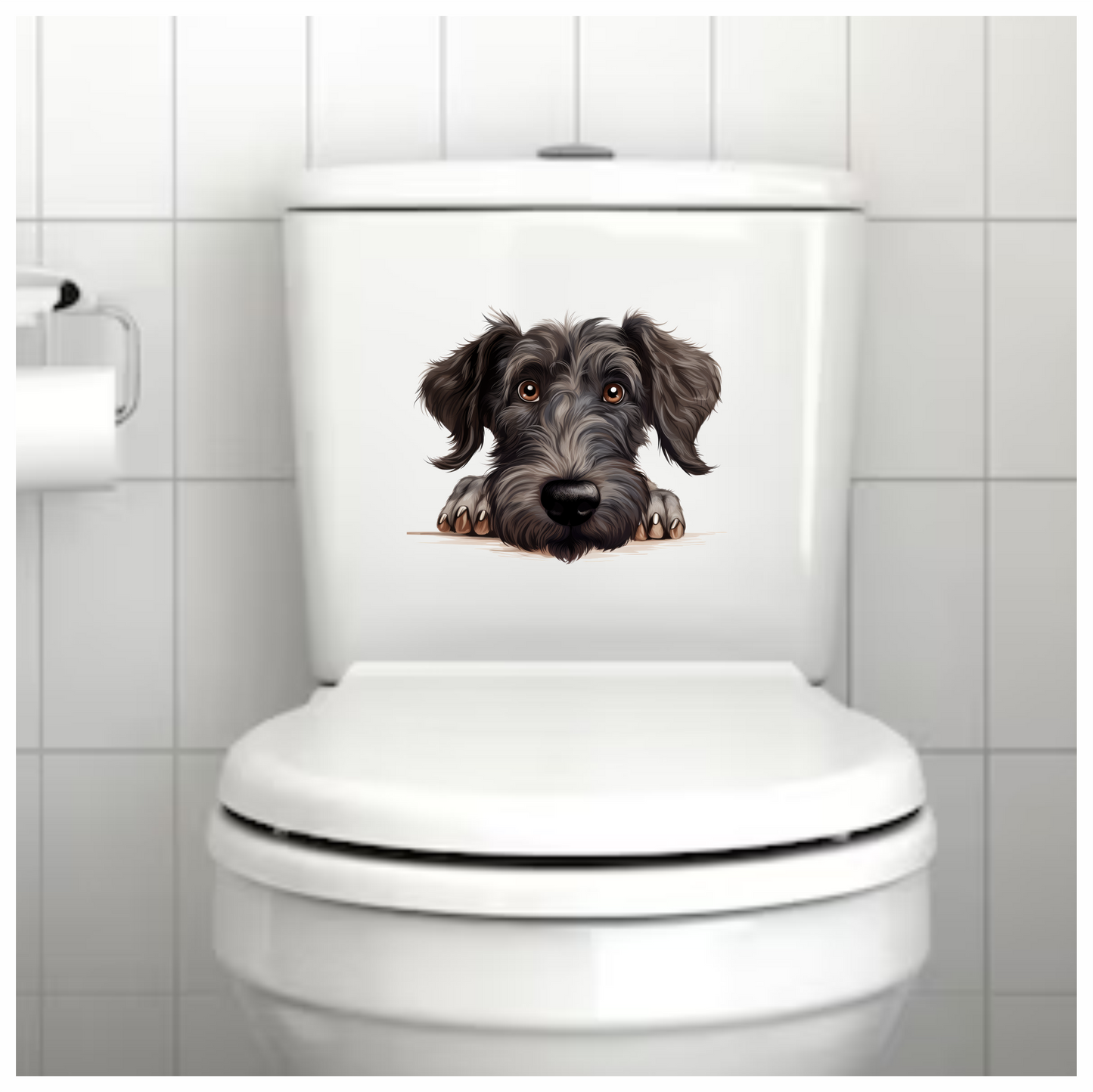 Black Dog Terrier Cartoon Face Vinyl Sticker Decal