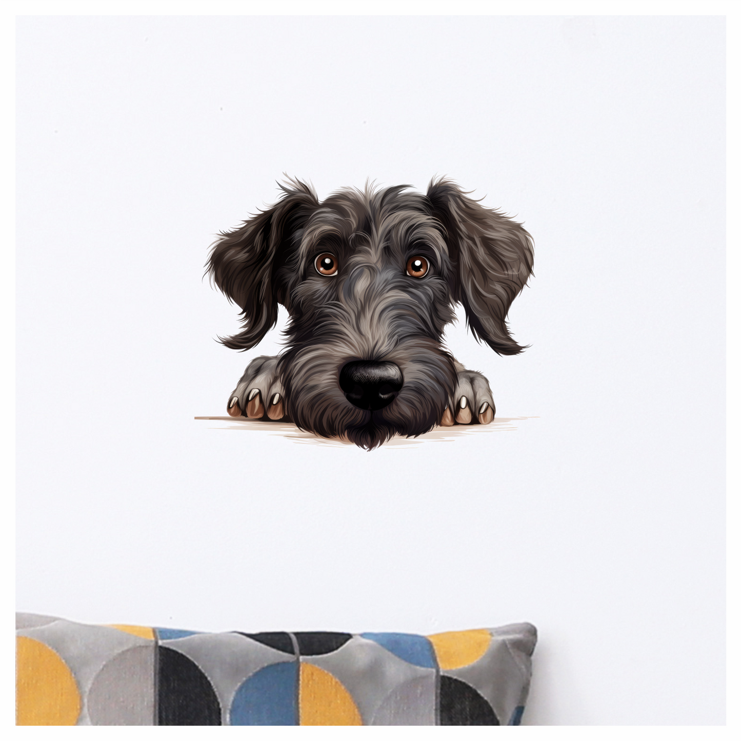 Black Dog Terrier Cartoon Face Vinyl Sticker Decal
