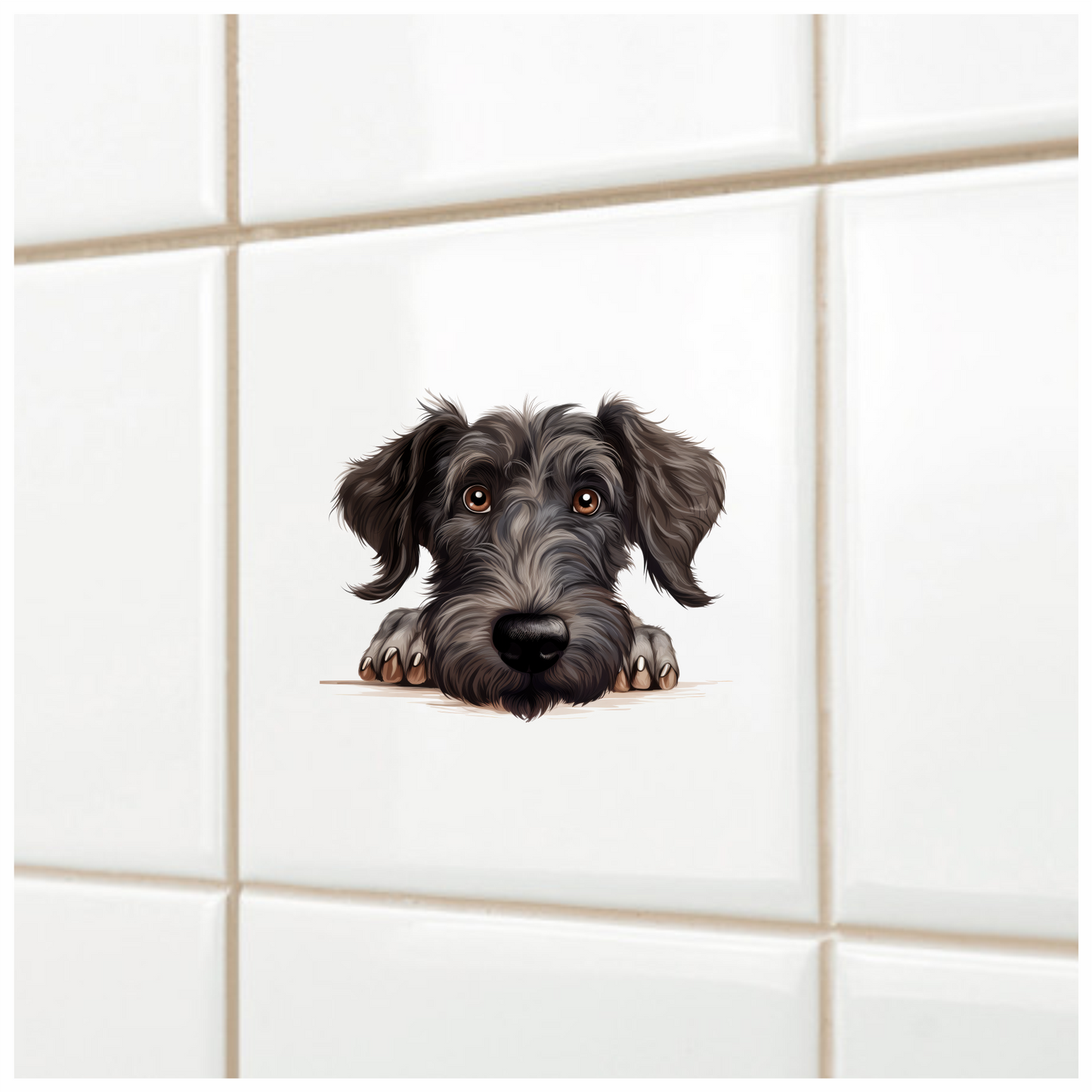 Black Dog Terrier Cartoon Face Vinyl Sticker Decal