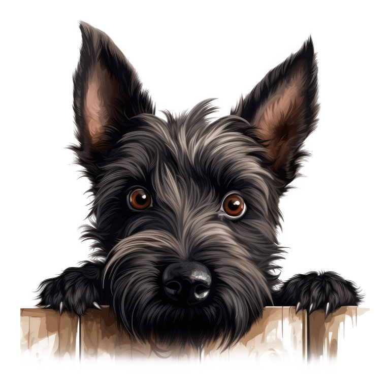 Black Dog Terrier Fence Looking Vinyl Sticker Decal