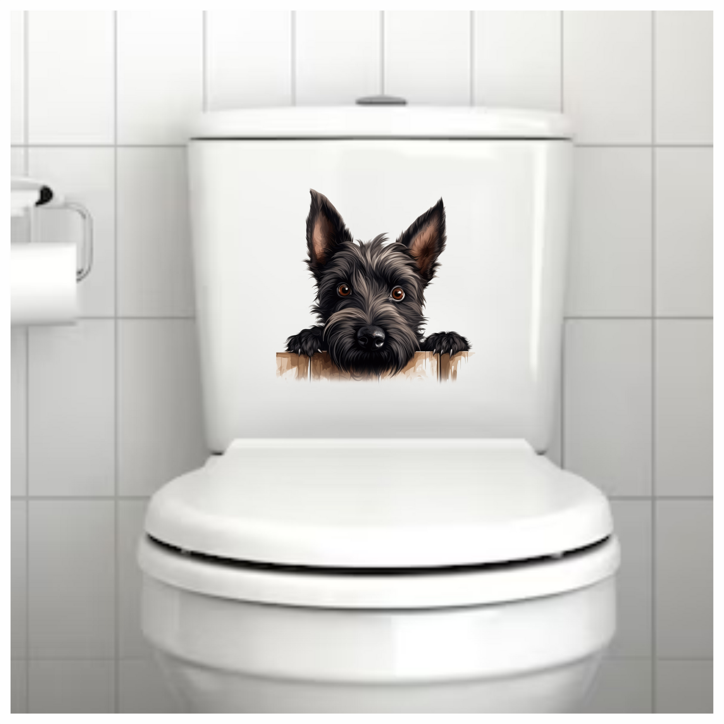 Black Dog Terrier Fence Looking Vinyl Sticker Decal