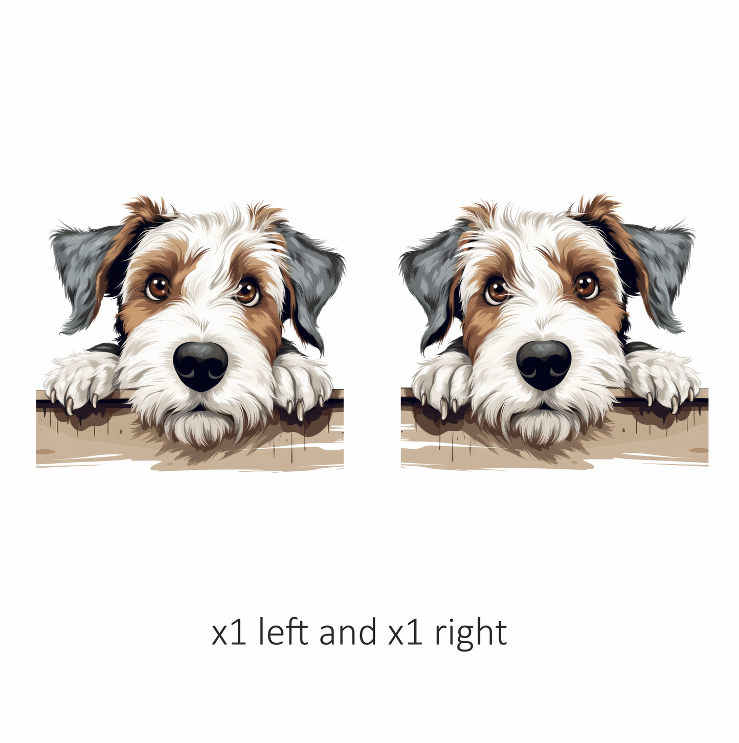 Brown White Dog Terrier Fence Vinyl Sticker Decal