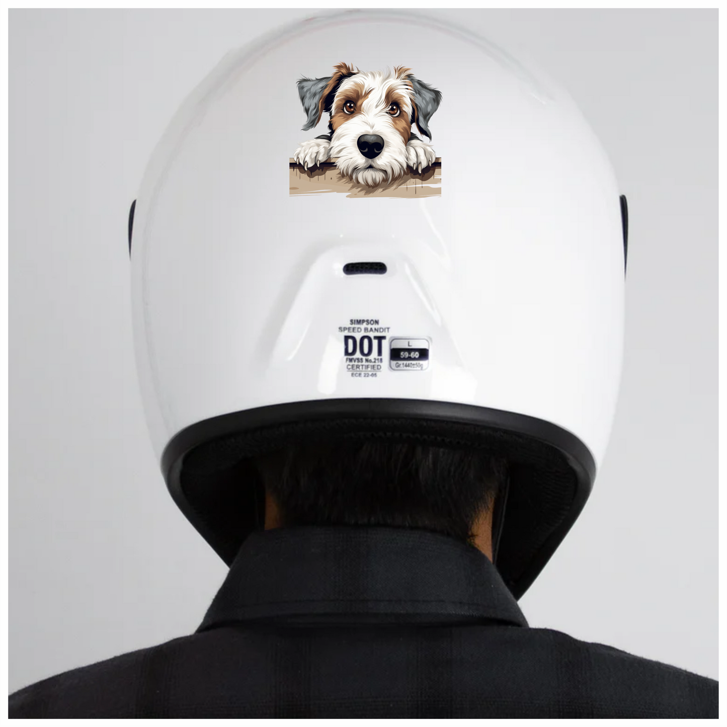 Brown White Dog Terrier Fence Vinyl Sticker Decal