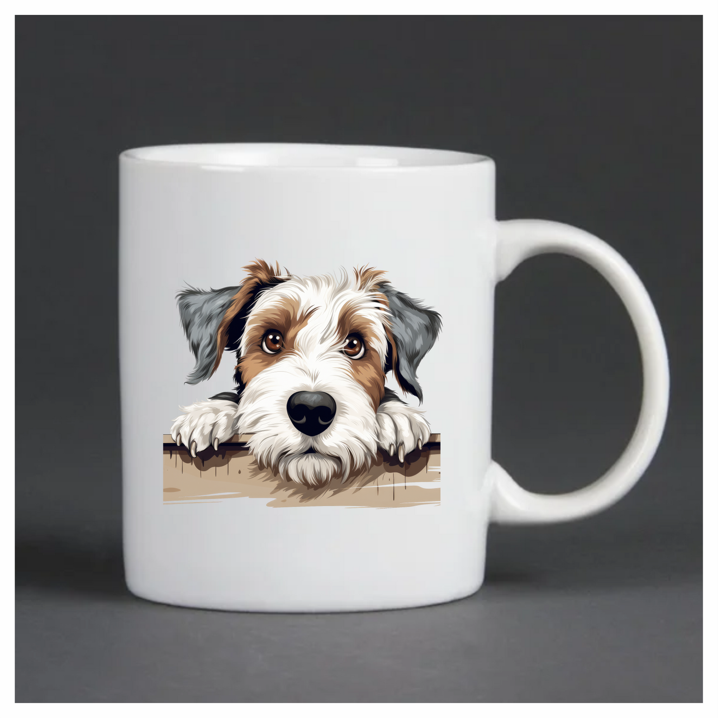 Brown White Dog Terrier Fence Vinyl Sticker Decal