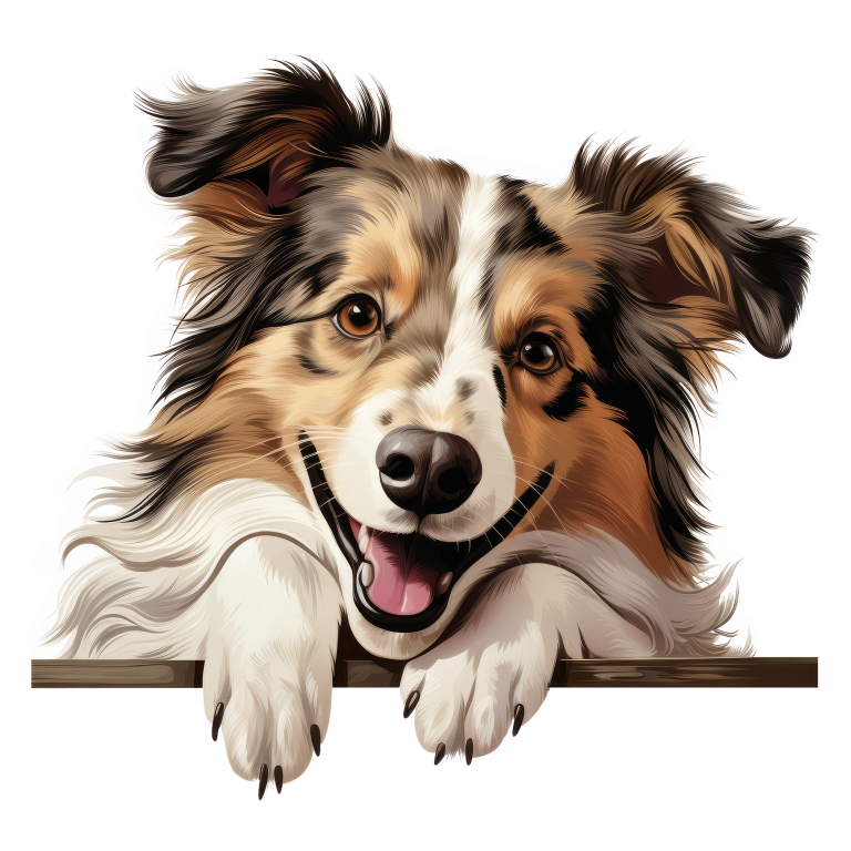 Brown White Dog Collie Smiling Vinyl Sticker Decal