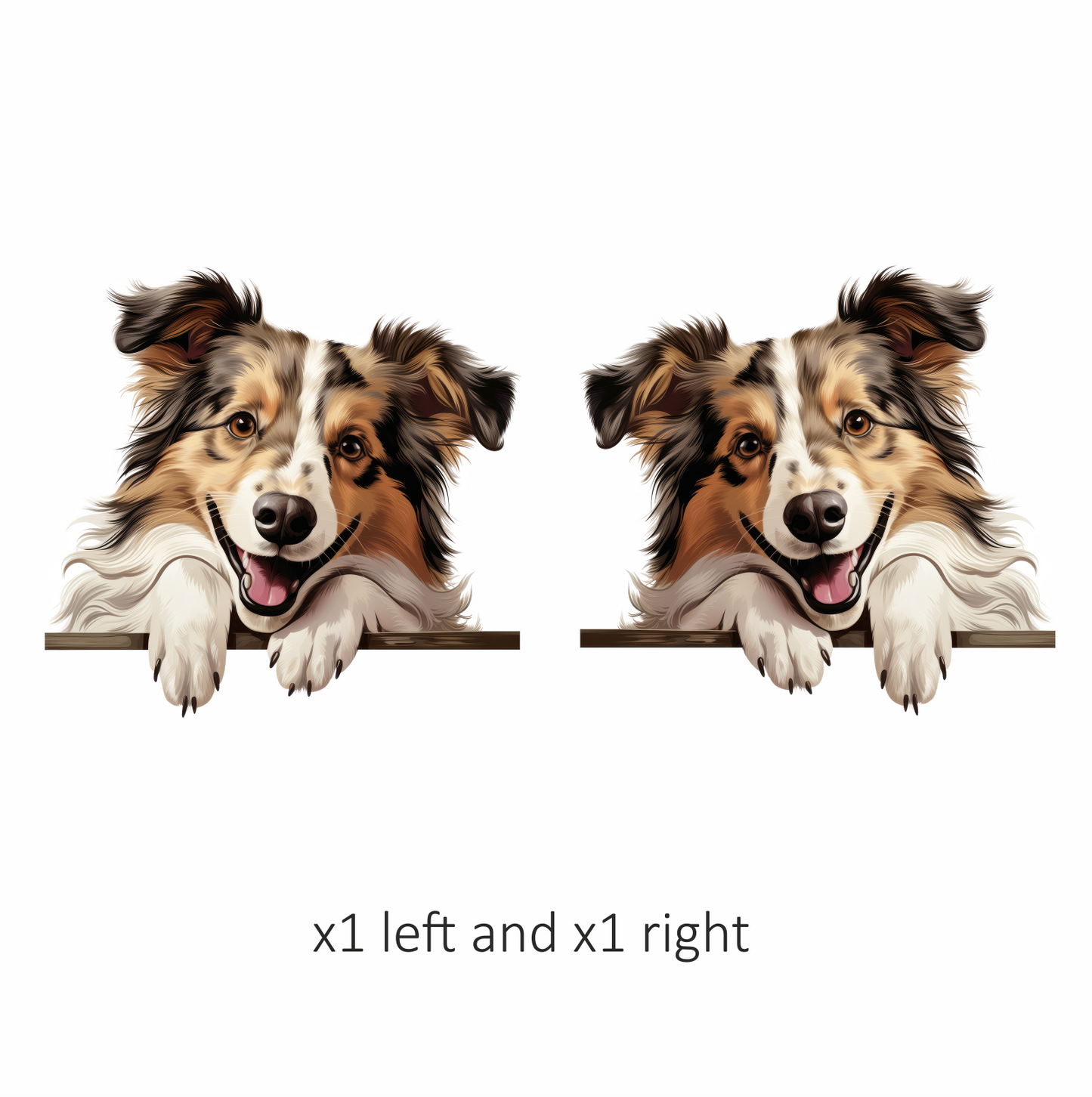 Brown White Dog Collie Smiling Vinyl Sticker Decal