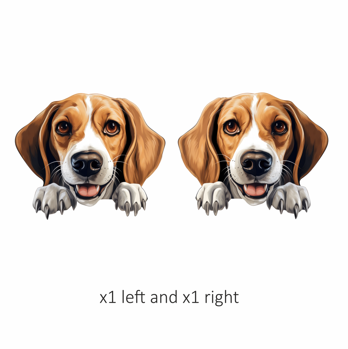Brown White Dog Beagle Happy Face Vinyl Sticker Decal