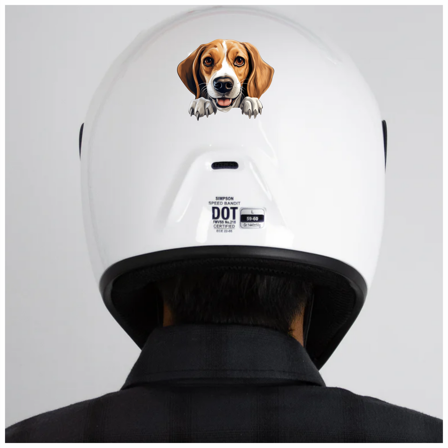 Brown White Dog Beagle Happy Face Vinyl Sticker Decal
