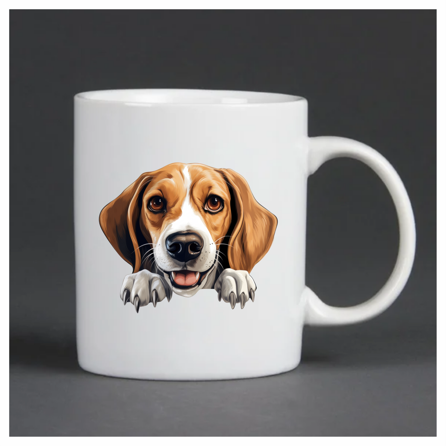 Brown White Dog Beagle Happy Face Vinyl Sticker Decal