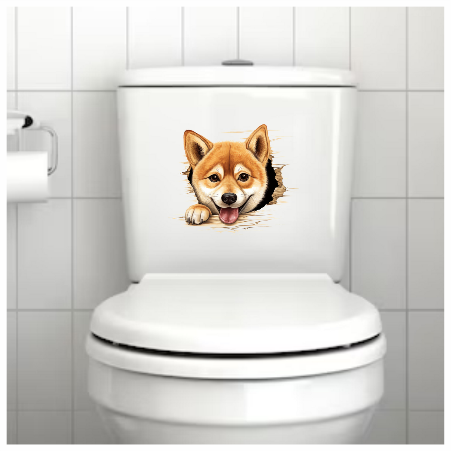 Brown Dog Shiba Inu Smiling Face Vinyl Sticker Decal
