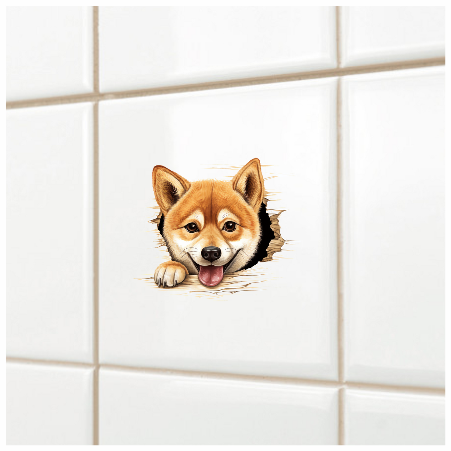 Brown Dog Shiba Inu Smiling Face Vinyl Sticker Decal
